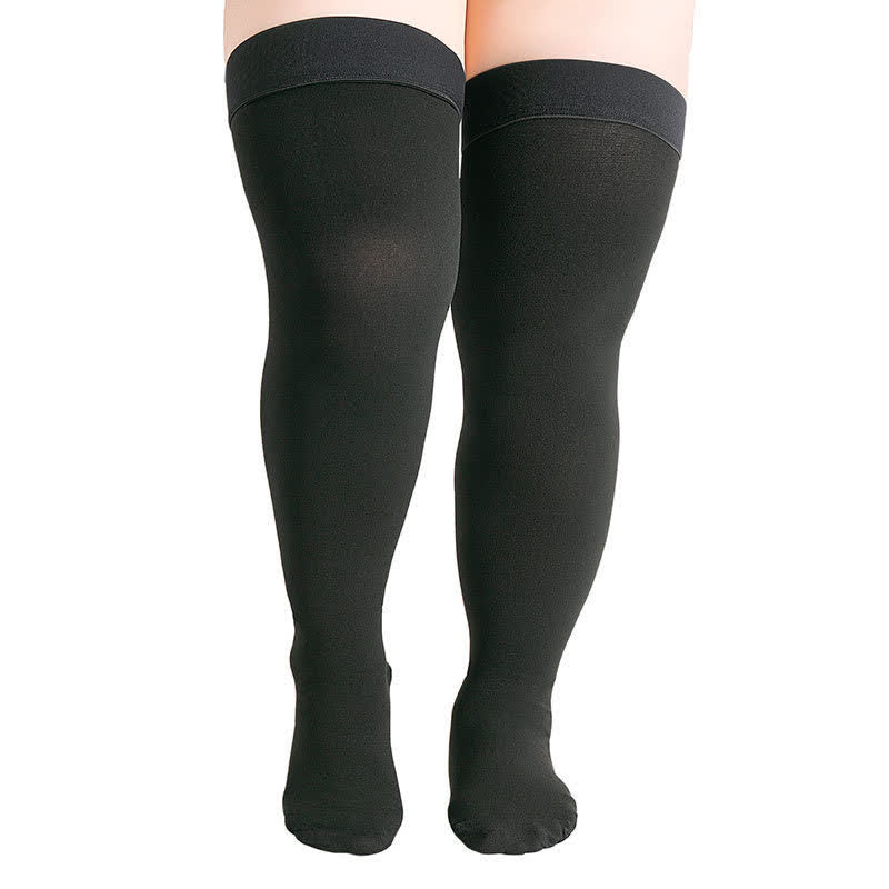 Plus Size Non Slip Thigh High Compression Socks - Black - 4XL - image 4