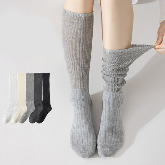 Solid Color Stylish Slouch Socks(3 Pairs) - image 0