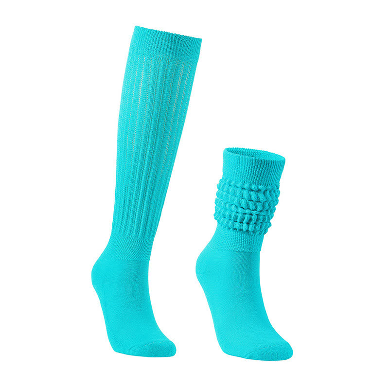 Solid Color Threaded Slouch Socks(2 Pairs) - Sky Blue - EU36-42(US3-8.5) - image 3