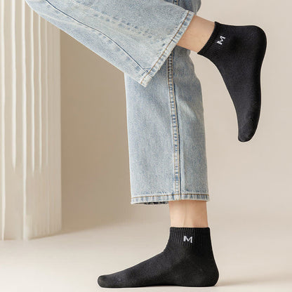 Solid Cotton Ankle Socks(5 Pairs) - image 2