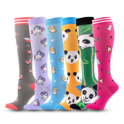 Cute Panda Pattern Compression Socks(6 Pairs) - Multicolor - L/XL - image 0