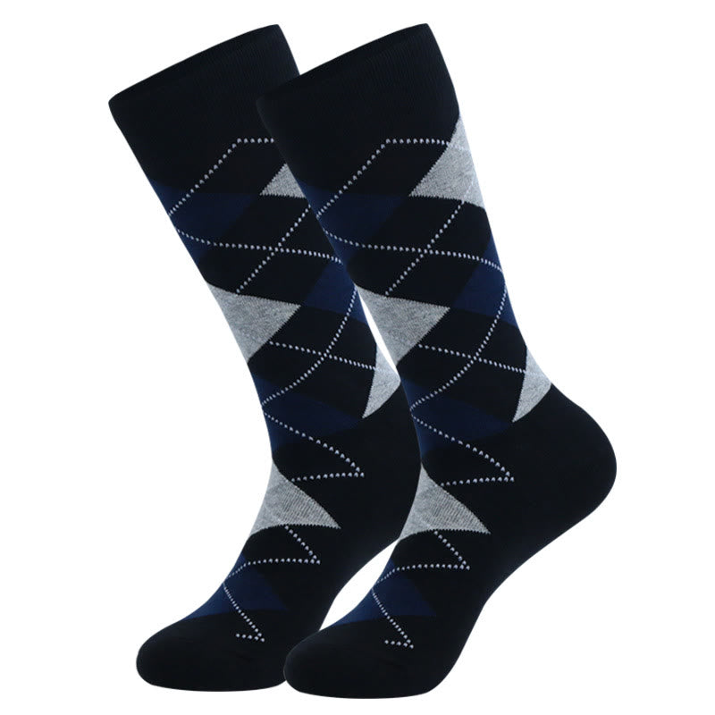 Dot Rhombus Crew Socks(5 Pairs) - image 4