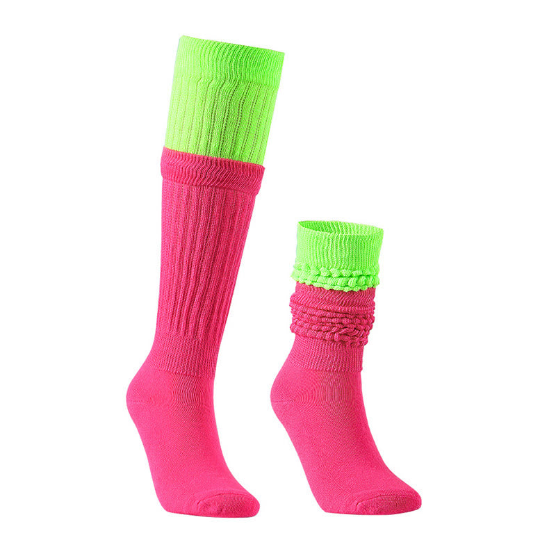 Color Block Slouch Socks(2 Pairs) - Rose B - EU36-42(US3-8.5) - image 3