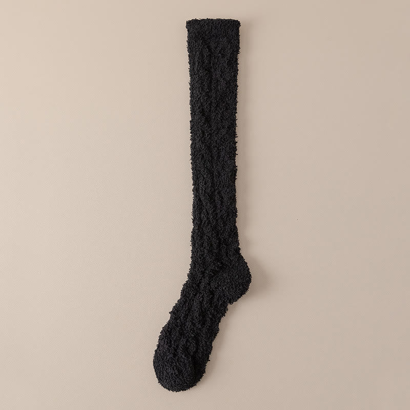 Coral Fleece Thermal Knee High Socks(5 Pairs) - Black - Fits 220lbs - image 19