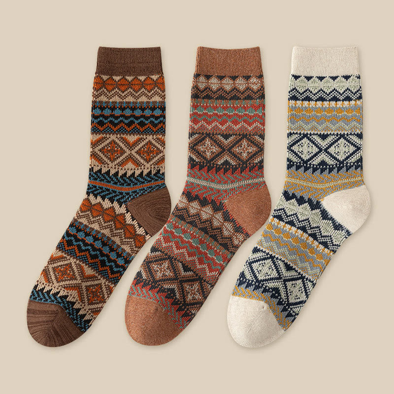 Retro Breathable Quarter Socks(3 Pairs) - Coffee+Brown+Beige - EU39-46(US6-12) - image 9