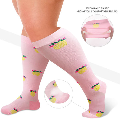Pink Pineapple Plus Size Compression Socks 2XL-7XL(3 Pairs) - image 2