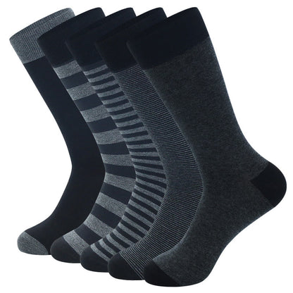 Grey Striped Crew Socks(5 Pairs) - 42-48 - Multicolor - image 0