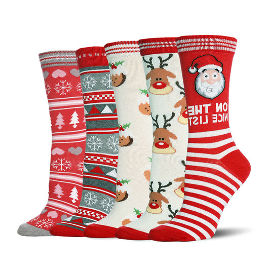 Cute Christmas Holiday Crew Socks(5 Pairs) - Multicolor - EU36-42(US3-8.5) - image 0