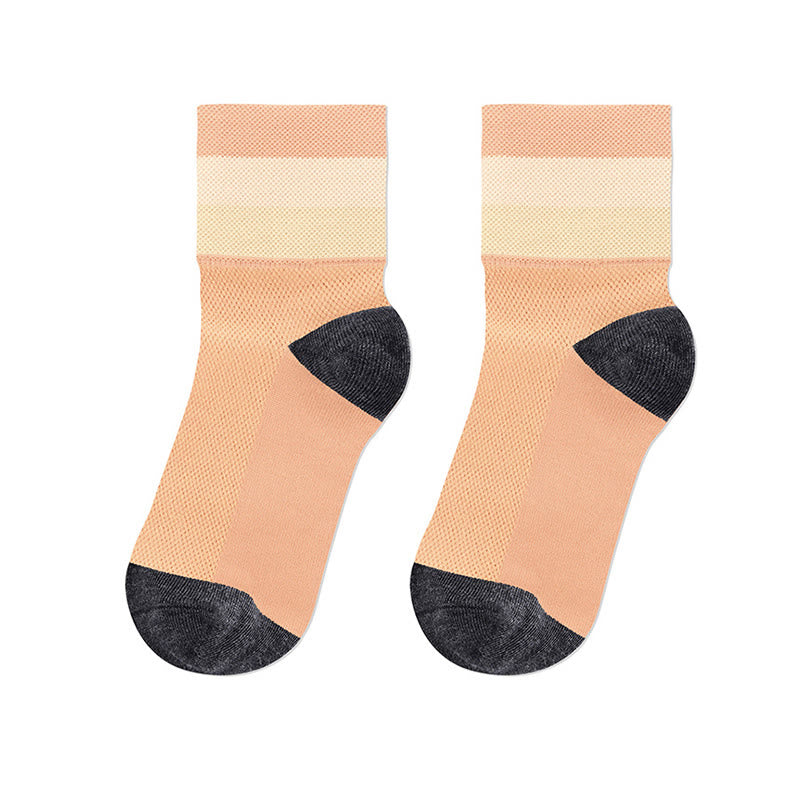Candy Color Breathable Quarter Socks - Apricot - L/XL - image 19