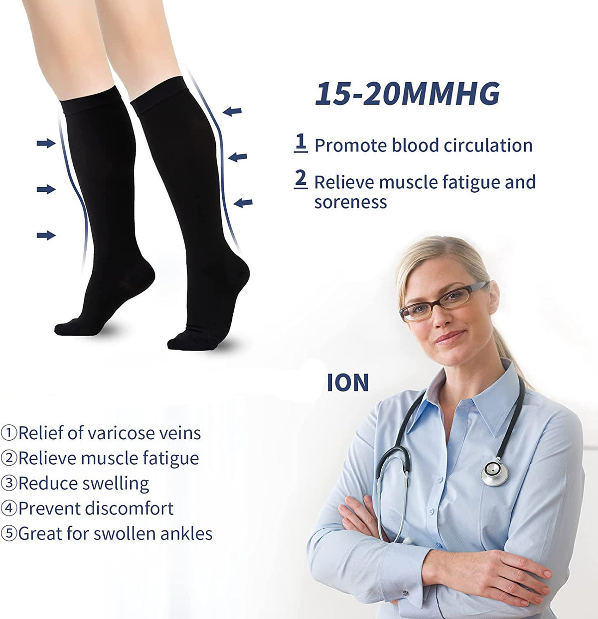 Skin Plus Size Compression Socks 2XL-7XL(15-20mmHg) - image 2