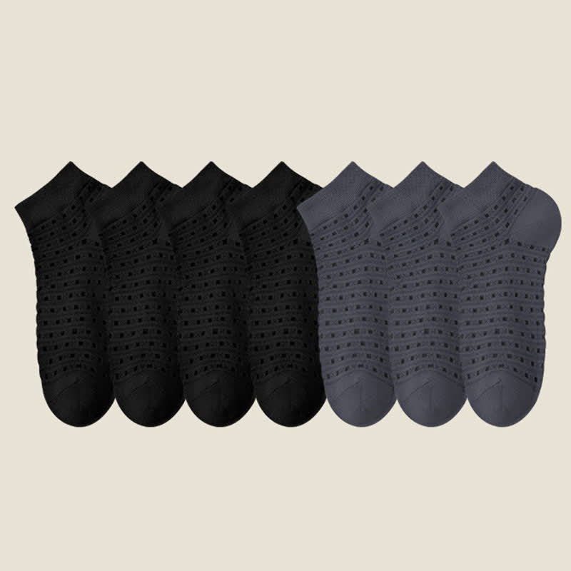 Hollow Mesh Ankle Socks(7 Pairs) - Black*4+Dark Grey*3 - EU38-44(US5-11) - image 16