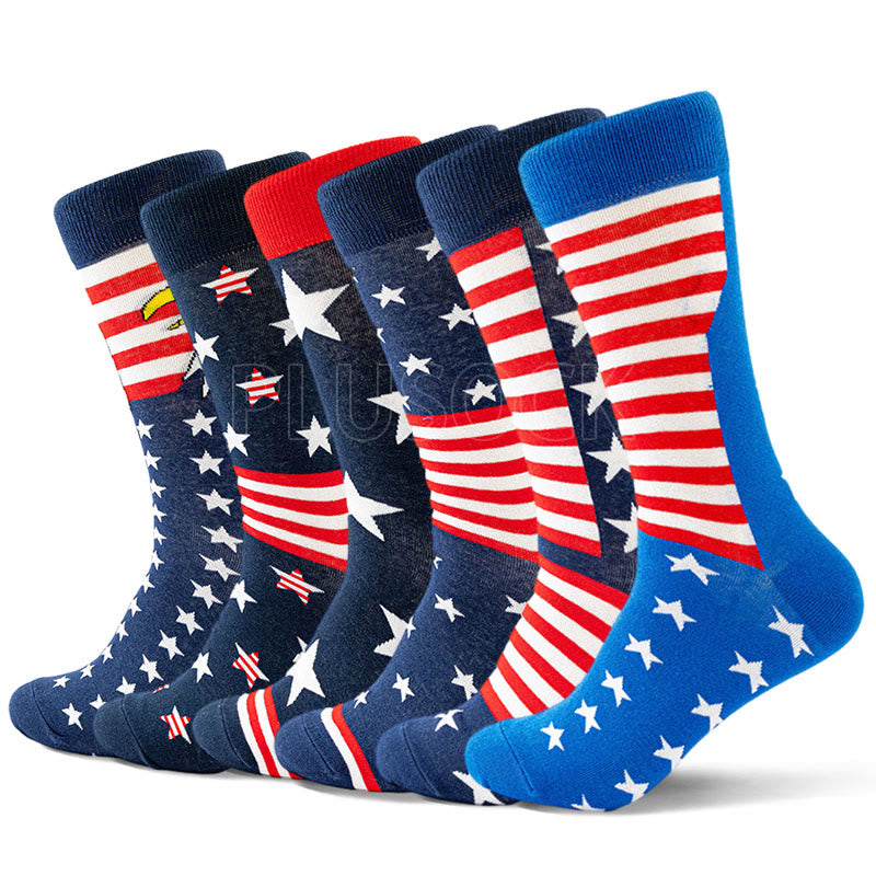 USA Stars Stripes Crew Socks(6 Pairs) - image 0