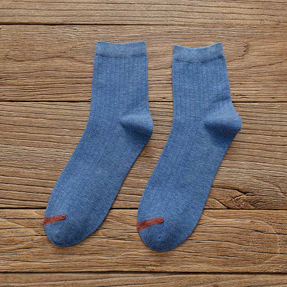 Pure Color Liner Cotton Socks(6 Pairs) - 42-48 - Blue - image 13