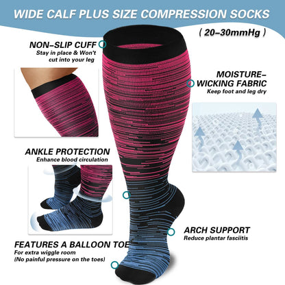 Colorful Cool Lines Plus Size Compression Socks 2XL-7XL - image 6