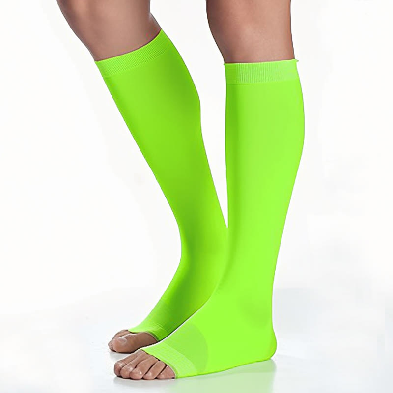 Plus Size Multicolor Open Toe Compression Socks - Green - 4XL - image 10