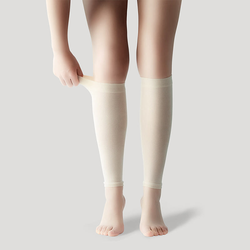 Ice Silk Footless Cool Compression Sleeve Socks Unisex - Beige - XL - image 24