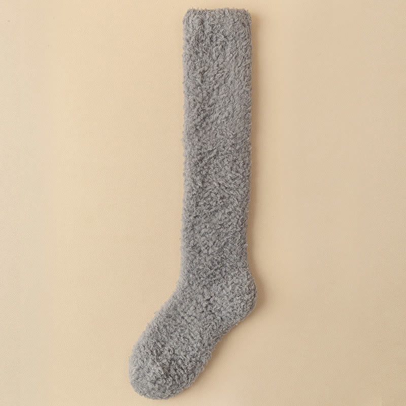 Plus Size Thickened Plush Knee High Socks(5 Pairs) - Dark Grey - EU36-43(US3-9) - image 13