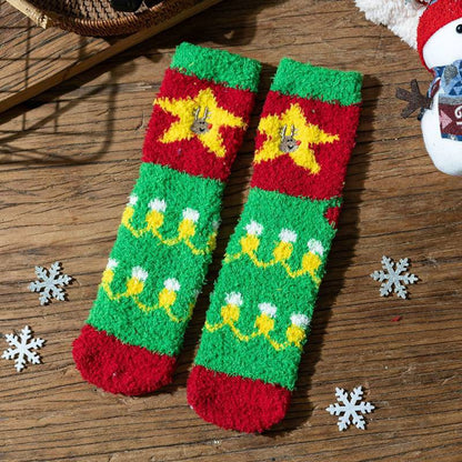 Festive Plush Plaid Quarter Socks (6 Pairs) - image 7