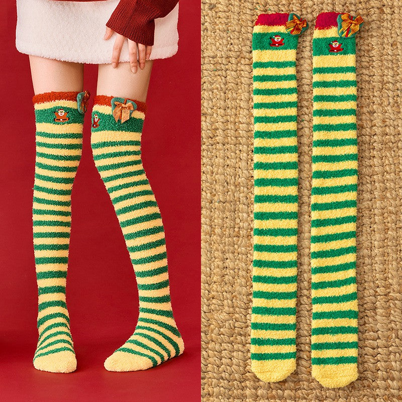 Cozy Christmas Thigh High Socks - Yellow - One Size - image 1
