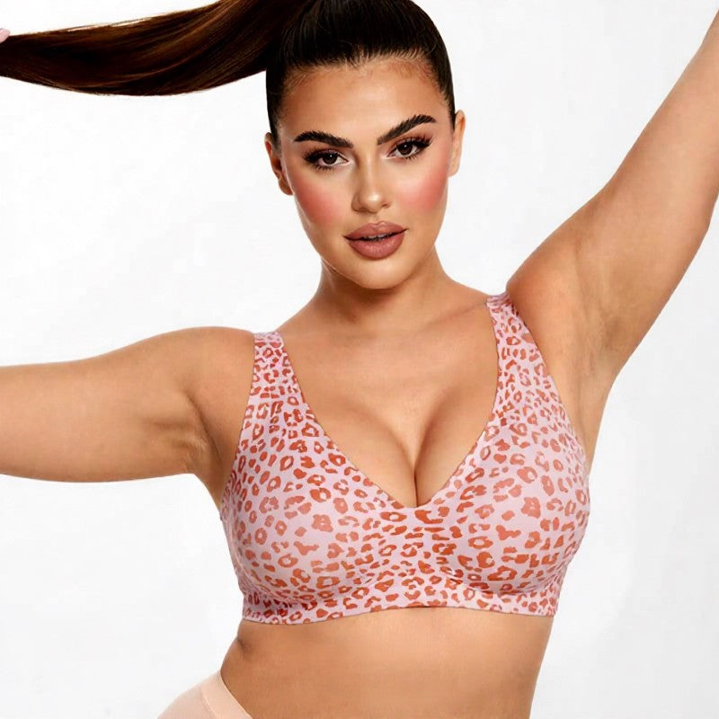 Polka Dot Leopard Print Wireless Bra - image 1