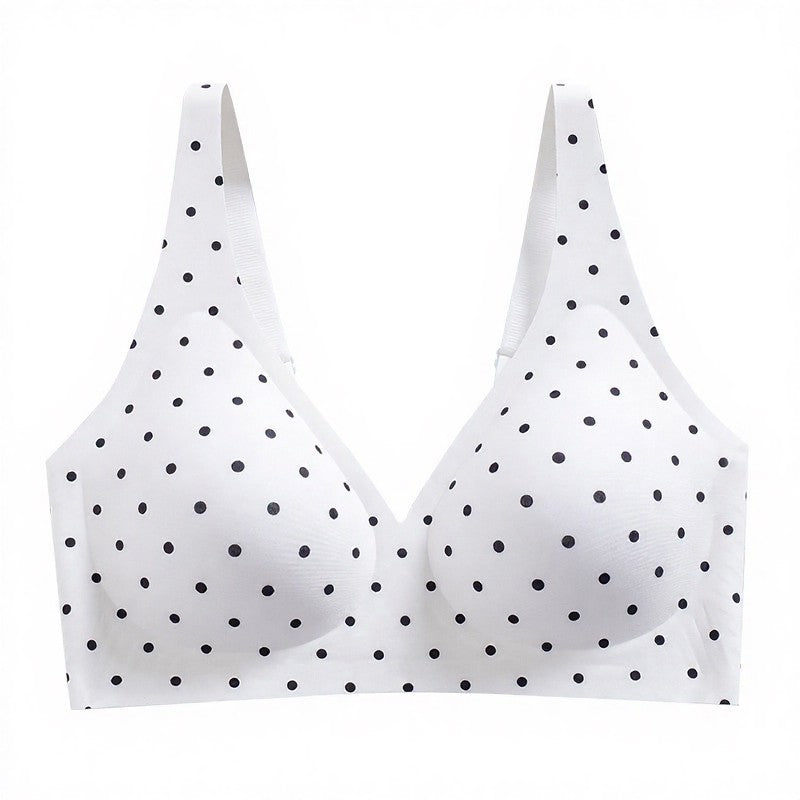 Polka Dot Leopard Print Wireless Bra - White - 3XL - image 11