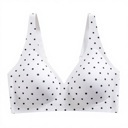 Polka Dot Leopard Print Wireless Bra - White - 3XL - image 11