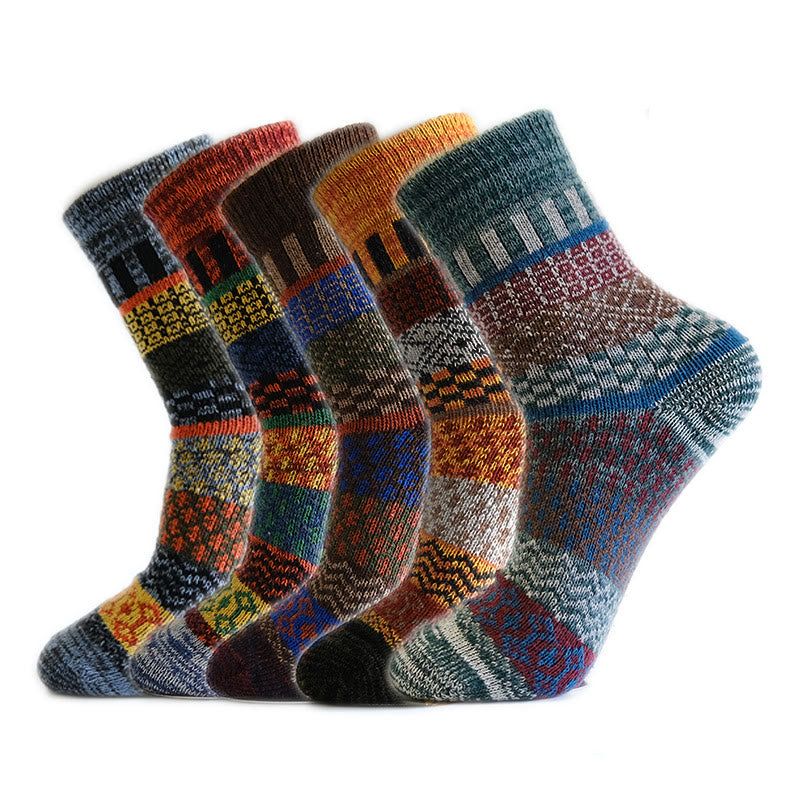Thick Wool Quarter Socks(5 Pairs) - Multicolor - EU38-44(US5-10) - image 0