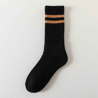 Striped Warm Wool Quarter Socks(5 Pairs) - Black - EU36-44(US3-10) - image 7