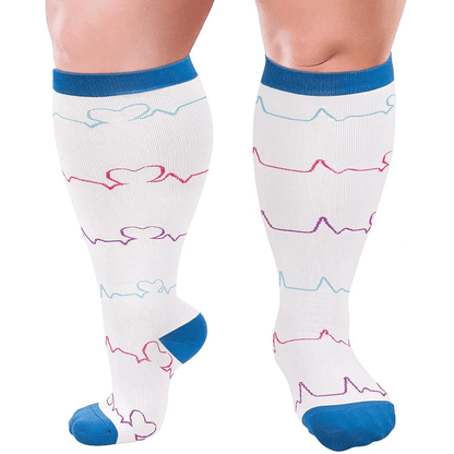 Pineapple Electrocardiogram Plus Size Compression Socks(3 Pairs) - image 12