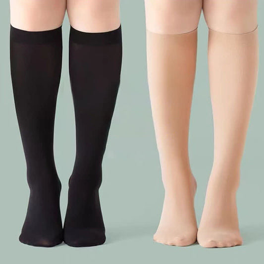 Solid Color Breathable Knee High Socks(2 Pairs) - Multicolor - XL - image 0