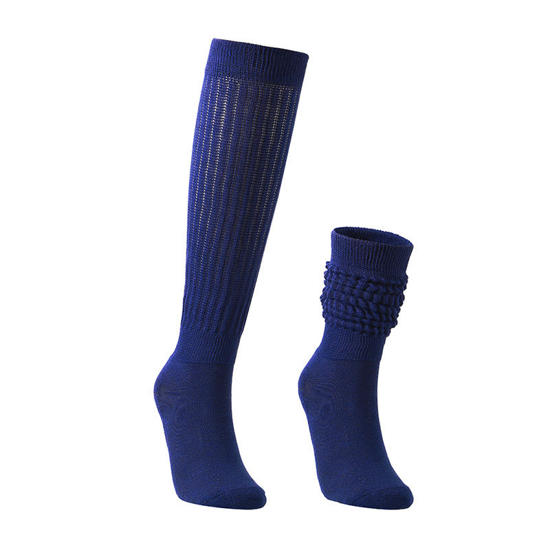 Solid Color Threaded Slouch Socks(2 Pairs) - Navy Blue - EU36-42(US3-8.5) - image 4
