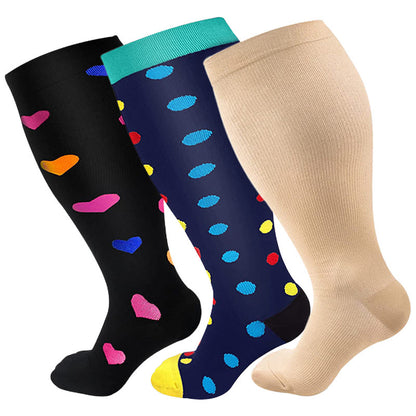 Skin Heart Dot Plus Size Compression Socks 2XL-7XL(3 Pairs) - image 12
