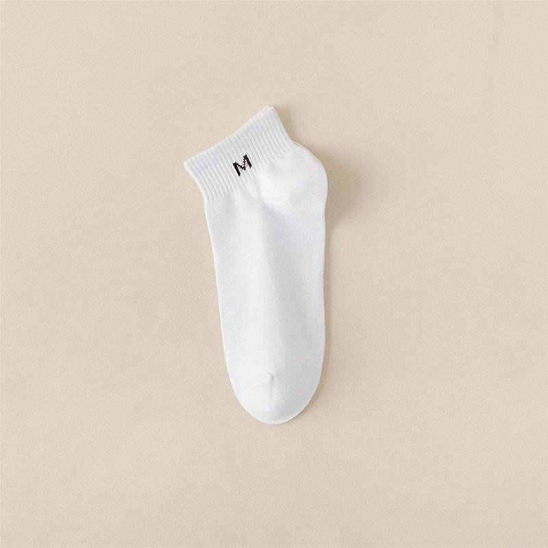 Solid Cotton Ankle Socks(5 Pairs) - EU44-50(US10-15) - White - image 3