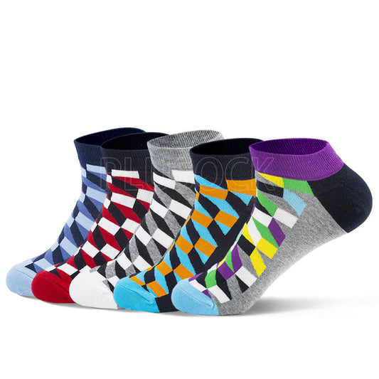 Diamond Patterns Ankle Socks(5 Pairs) - 40-46 - Multicolor - image 0