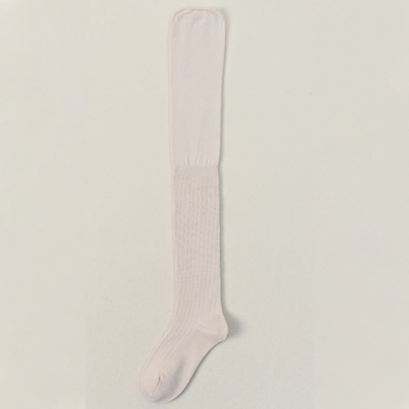 Solid Color Thigh High Socks(2 Pairs) - Beige - EU36-40(US3-7) - image 6
