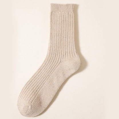 Plus Size Solid Color Warm Quarter Socks(6 Pairs) - Khaki - EU39-46(US6-12) - image 9