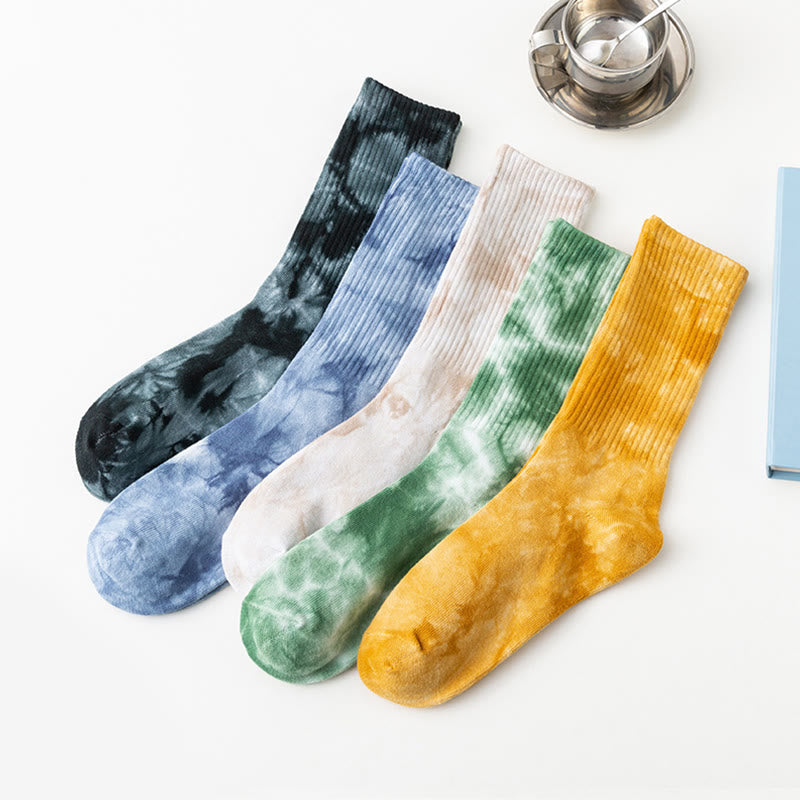 Tie-dye Crew Socks(5 Pairs) - image 1