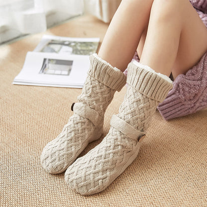 Christmas Wool Cozy Home Slipper Socks - Khaki - EU36-42(US3-8.5) - image 11
