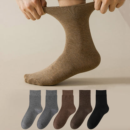 Solid Color Breathable Quarter Socks(5 Pairs) - Warm Grey+Dark Grey+Brown+Coffee+Black - EU39-46(US6-12) - image 1