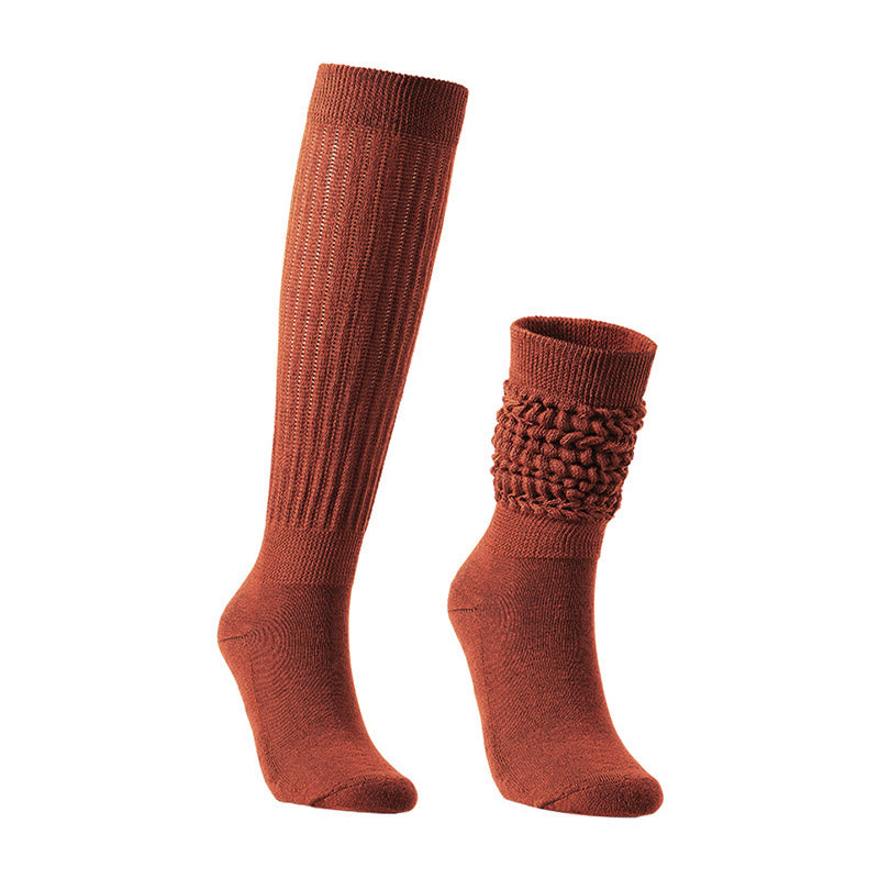 Solid Color Threaded Slouch Socks(2 Pairs) - Wine - EU36-42(US3-8.5) - image 5
