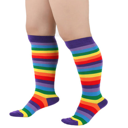 Rainbow Striped Knee High Socks(3 Pairs) - image 3