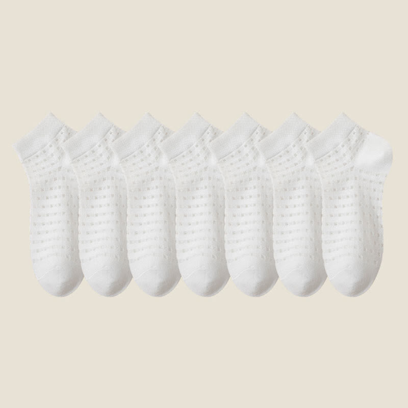 Hollow Mesh Ankle Socks(7 Pairs) - White - EU38-44(US5-11) - image 13