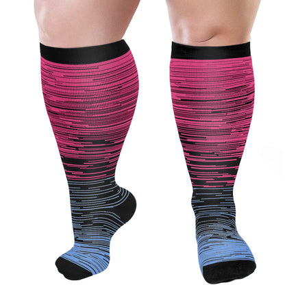 Colorful Cool Lines Plus Size Compression Socks 2XL-7XL(3 Pairs) - image 8