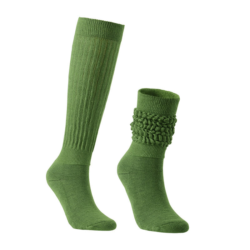 Solid Color Threaded Slouch Socks(2 Pairs) - Army Green - EU36-42(US3-8.5) - image 6