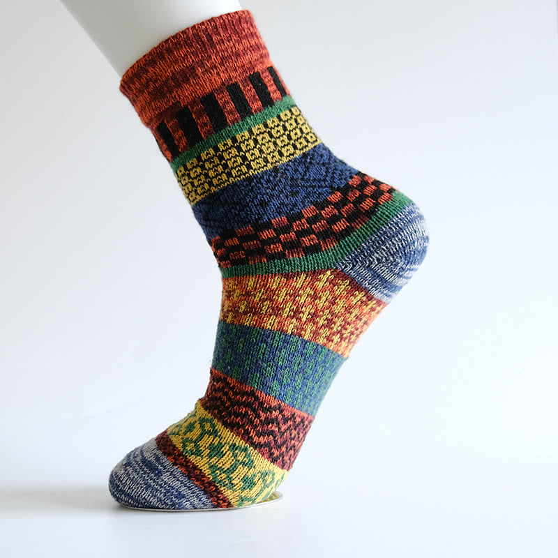 Thick Wool Quarter Socks(5 Pairs) - Red - EU38-44(US5-10) - image 1