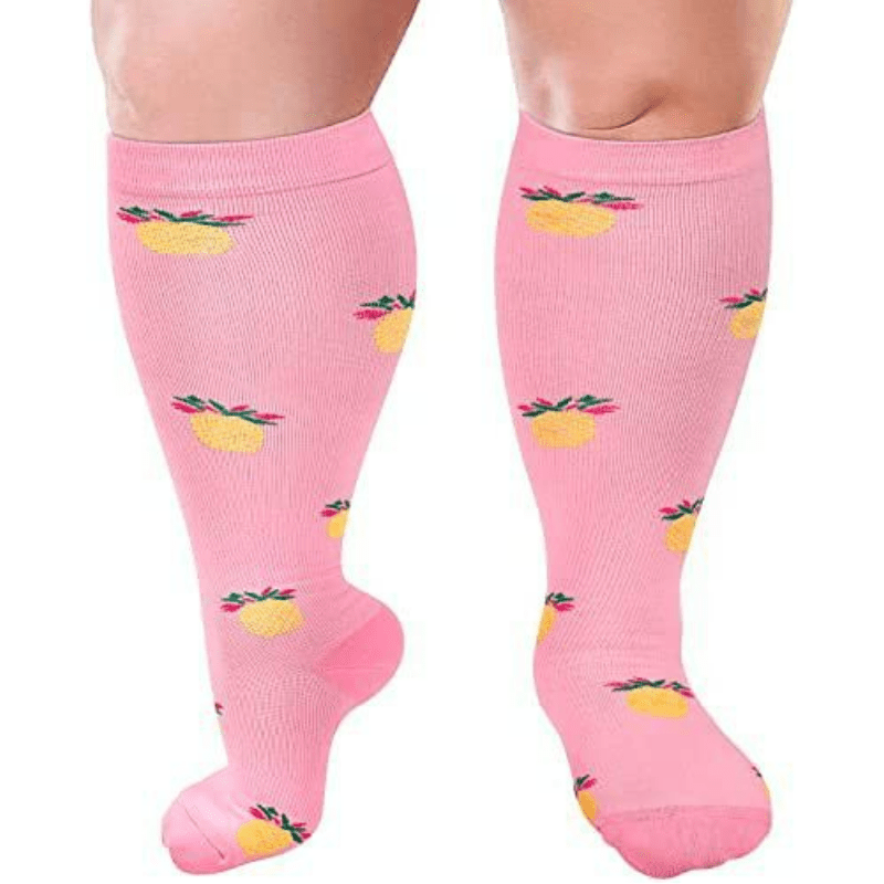 Pineapple Electrocardiogram Plus Size Compression Socks(3 Pairs) - image 11