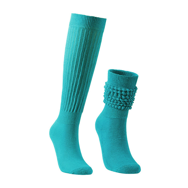 Solid Color Threaded Slouch Socks(2 Pairs) - Light Blue - EU36-42(US3-8.5) - image 1