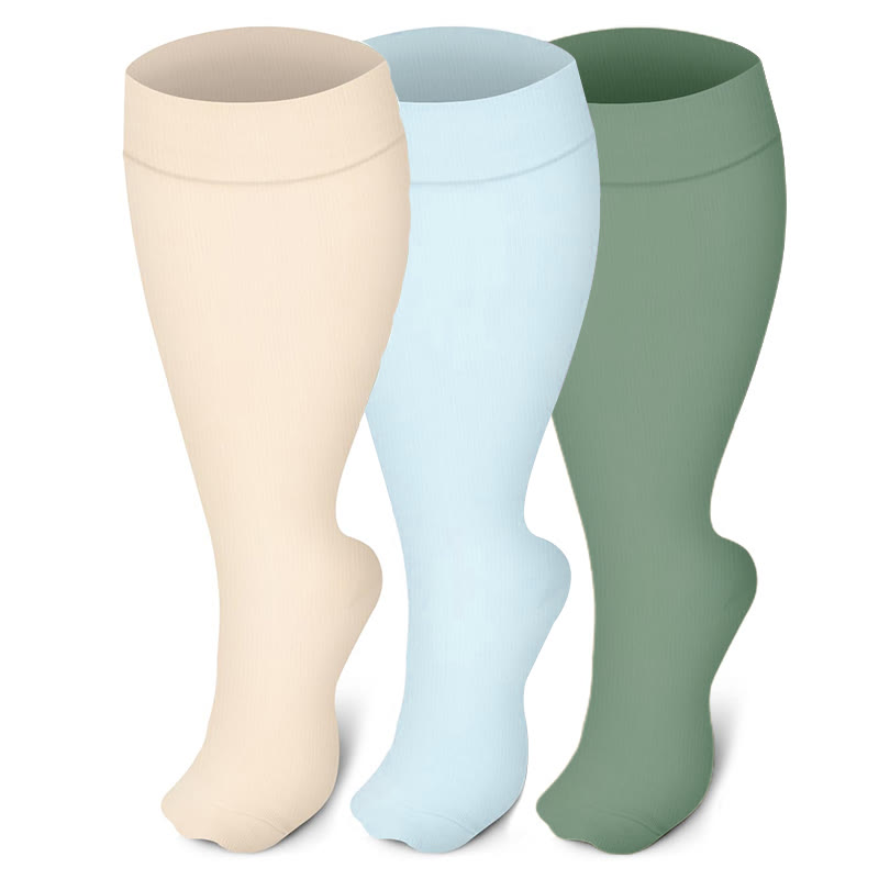 Plus Size Leg Pressure Relief Compression Socks(3 Pairs) - Multicolor - 4XL - image 0