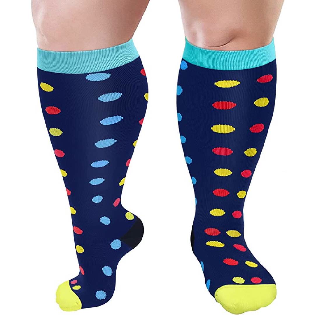 Blue Dot Heart Plus Size Compression Socks(3 Pairs) - image 8