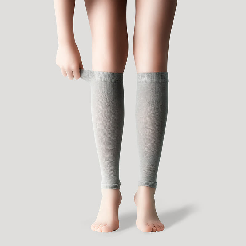 Ice Silk Footless Cool Compression Sleeve Socks Unisex - Grey - XL - image 26